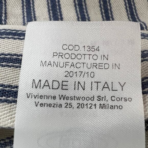 NWT Vivienne Westwood Daphne Draped Skirt Navy Cream Stripes Cotton Mini Size 4 - Picture 10 of 12